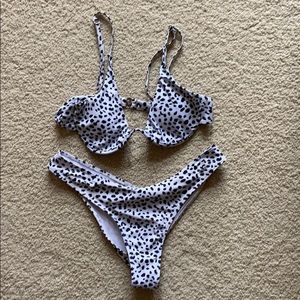 Dalmatian print high cut bikini